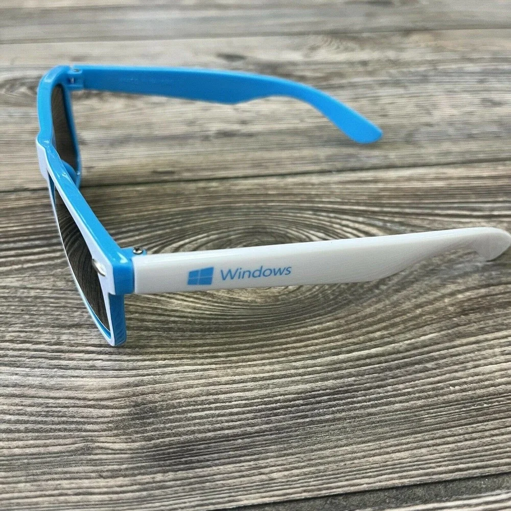 1x MICROSOFT WINDOWS PROMO SUNGLASSES - BLUE WHITE VINTAGE 80`S STYLE HIPSTERS - Picture 2 of 6